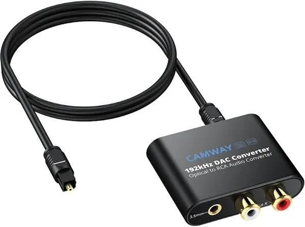 CAMWAY Digital to Analog Converter, 192kHz DAC Converter SPDIF to RCA,Optical to 3.5mm,Toslink to RCA,Optical to RCA,DAC Converter Audio Adapter