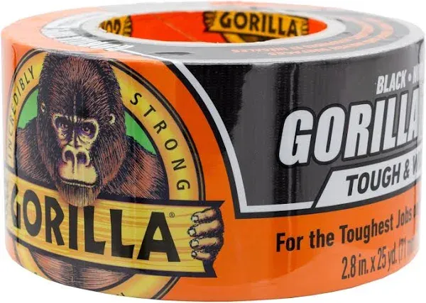 Gorilla Tough & Wide Duct Tape, Black, 2.88" x 25 yd.