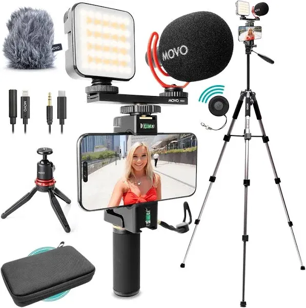 iVlogger-PRO+ MV-T5| Premium Vlogging Kit with Fullsize Tripod | Movo