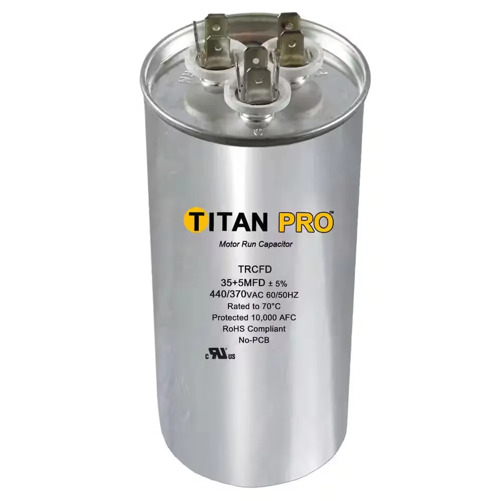 Packard Titan Pro Run Capacitor 60+10 MFD 440/370V Round