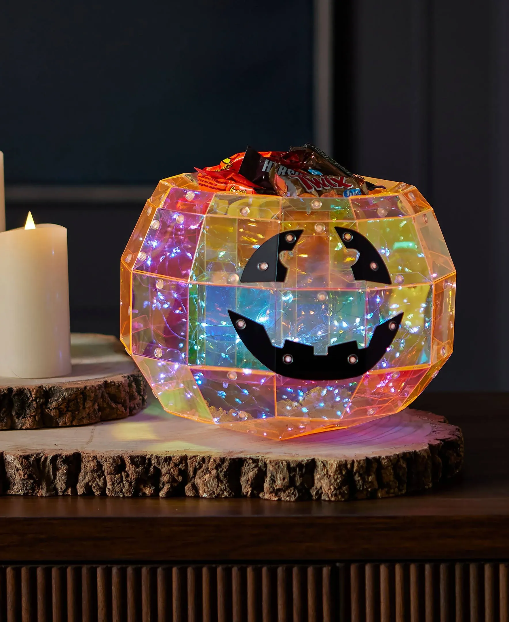 Seasonal LLC Halloween LED Lights - Prismatic Iridescent Pumpkin Candy Box 9&#034;