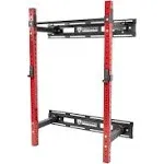 3” X 3” Wall Mounted Fold-In Power Cage Squat Rack with Adjustable Pull up Bar a