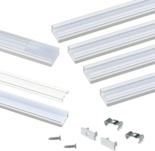 Muzata 6Pack 3.3FT/1M U Shape LED Channel