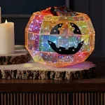 Prismatic Iridescent Pumpkin Candy Box 9", LED lights