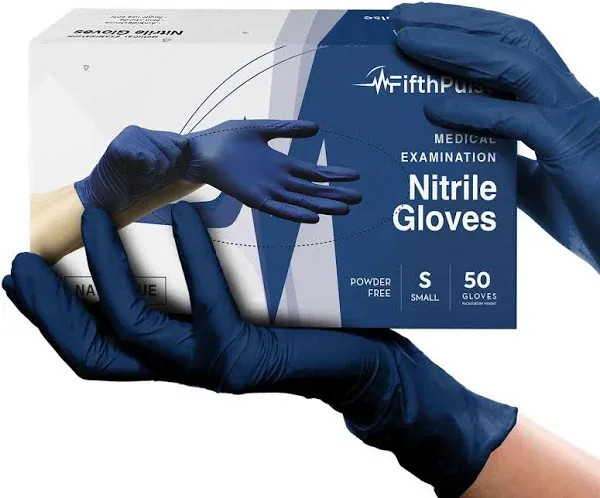 FifthPulse Powder Free Nitrile Gloves, Latex Free, Large, Navy Blue, 50/Box (FMN100180) | Staples