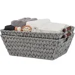 GRANNY SAYS Wicker Basket with Handles Trapezoid Decorative Baskets Waterproof Wicker Storage Baskets for Shelves 2Pack