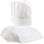 24 Pack Chef Hats for Kids, Adults - Bulk Adjustable Disposable Bakery Hats for Cooking, Baking, Pizza Party, Hibachi Party Decorations (White)