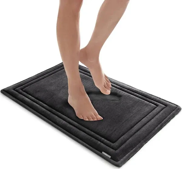 21"x34" Microdry SoftLux Framed Memory Foam Bath Mat/Runner with Skid Resistant Base Aqua Blue