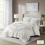 Madison Park - Violette 3 Piece Tufted Cotton Chenille Coverlet Set - Ivory/Taupe - King/Cal King