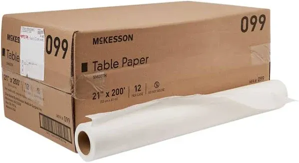 McKesson Smooth Table Paper, 18 Inch x 260 Foot, White, 18-3183, 12/Case