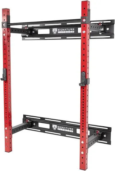 Signature Fitness 3" x 3" Wall Mounted Fold-in Power Cage Squat Rack