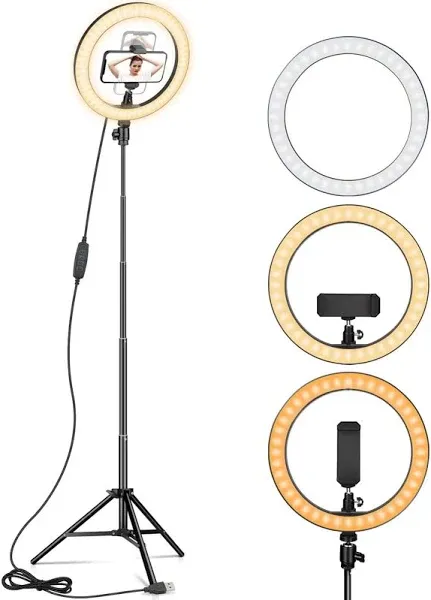 Aixpi 10" Ring Light with Tripod Stand and Phone Holder