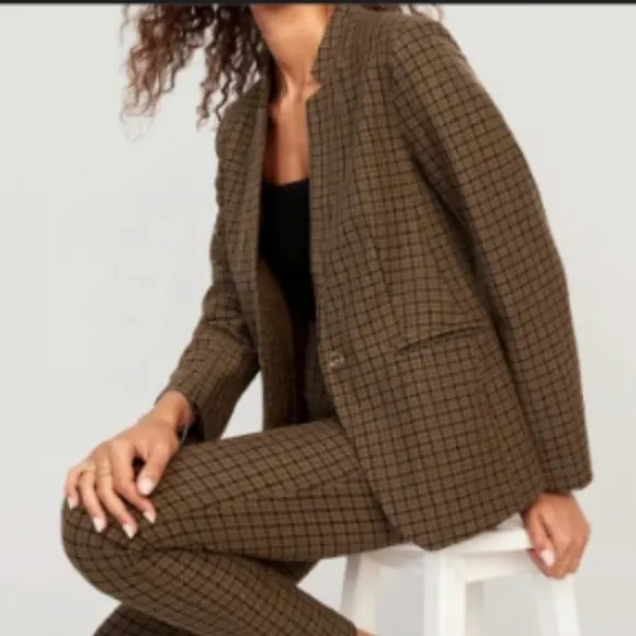 Old Navy Pixie Blazer Brown Houndstooth