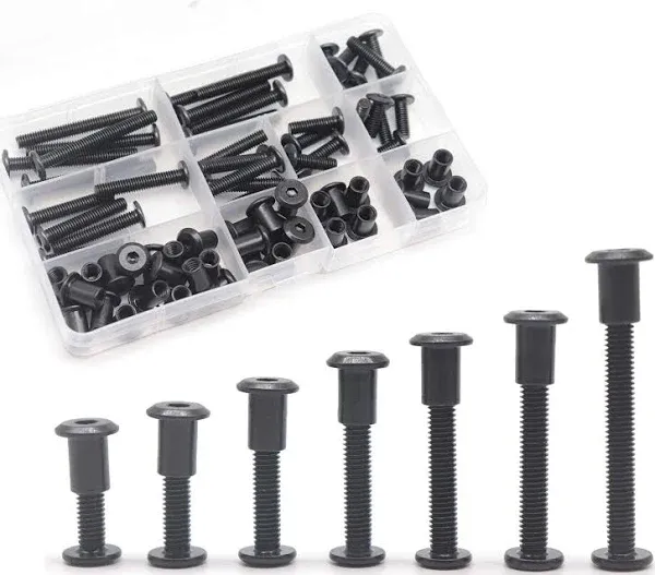 Black M6 Hex Drive Socket Cap Bolts Kit 35set Allen Head Countsunk Furniture Cri