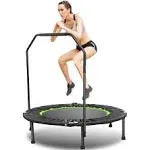 ANCHEER 40/50" Foldable Mini Trampoline Max Load 450/550lbs, Fitness Trampoline with Bungees, Adjustable Foam Handle, Indoor Exercise Trampoline for