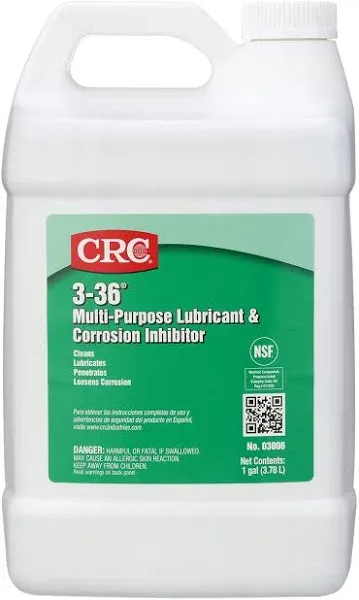 CRC 3-36 Multipurpose Lubricant & Corrosion Inhibitor 03005 – 1 Gallon, Corrosion Protectant w/ Petroleum Base for Metal Equipment