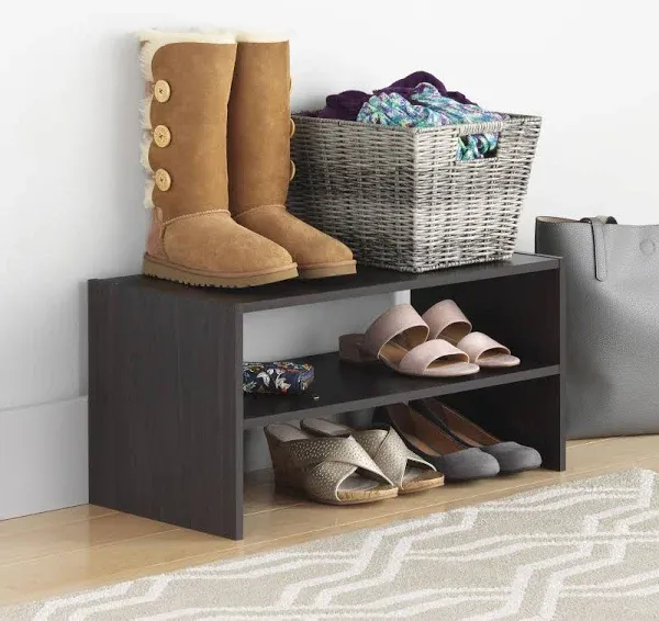 Whitmor Wood Stackable 2-Shelf Shoe Rack