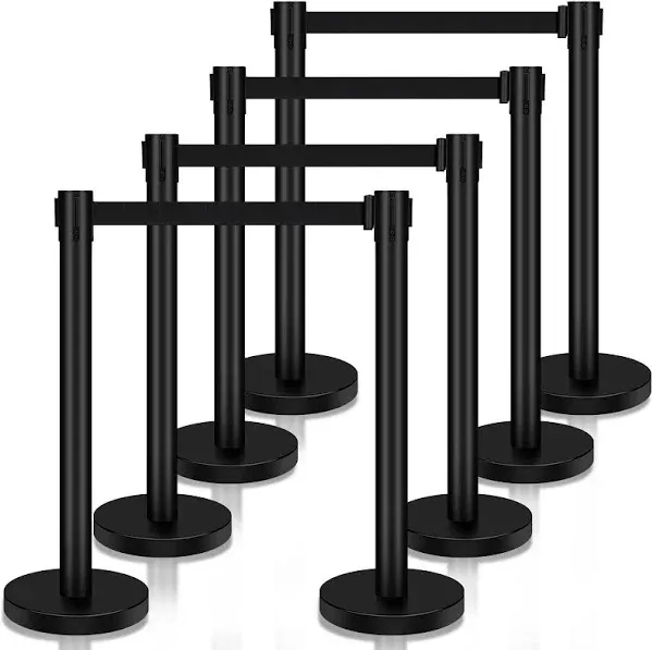 VEVOR Crowd Control Stanchion, Set of 8 Pieces Stanchion Set, Stanchion Set with