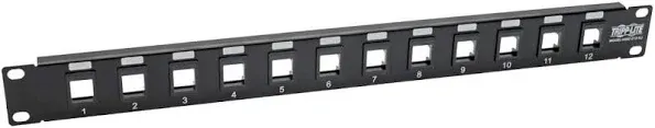 Tripp Lite N062-012-KJ 12-Port 1U Rack-Mount Unshielded Blank Keystone/Multimedia Patch Panel