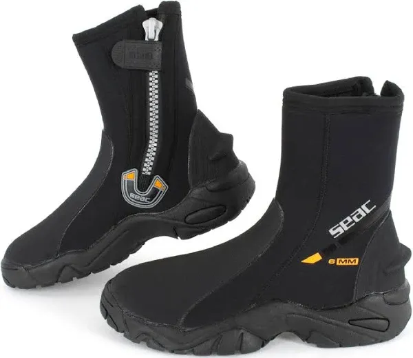 SEAC Pro HD 6mm Neoprene Wetsuit Boots with Side Zipper, XX-Small