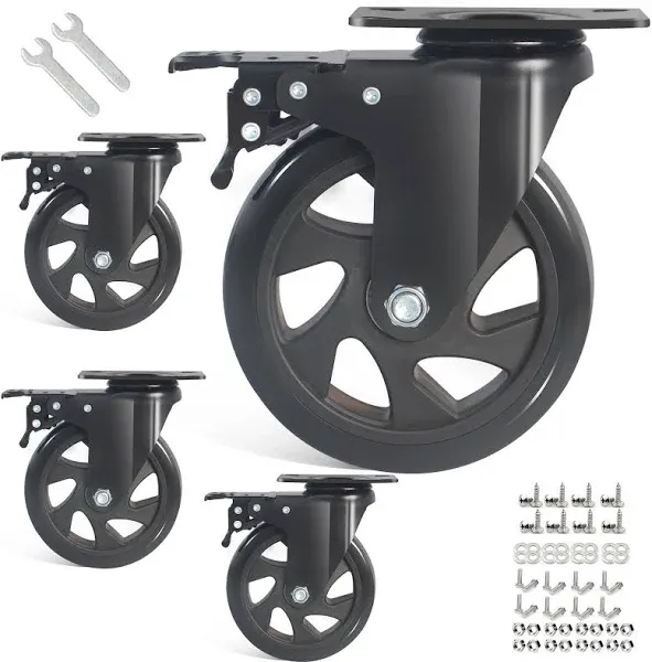 5 inch Caster Wheels with Brake 2200lbs,heavy Duty Casters Set of 4,swivel Plate