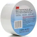 3M General Purpose Vinyl Tape 764, White, 2 in x 36 yd, 5 mil, 24 Roll/Case