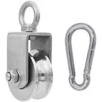 Cable Pulley + Carabiner Duplex Bearing 360 Degree Rotation Loading 1760lb/80...