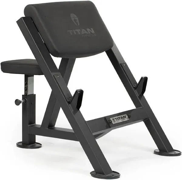 Titan Fitness Seated Preacher Curl Bench, Max Load 250 LB, Bicep Curl Support