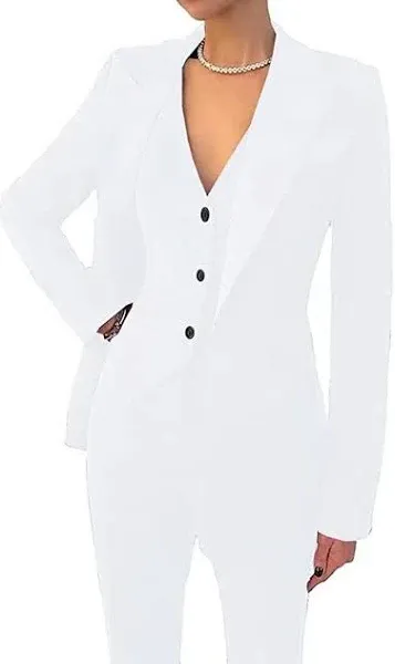 Women's 3 Piece Office Lady Business Suit Set Slim Fit Solid Blazer Vest Pant Set