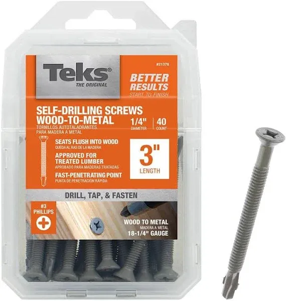 40Pk 1/4-20X3 Tek Screw