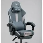 Lucklife Gaming Chair 21.7&#034;x21.5&#034;x52<wbr/>.7&#034; w/Footrest+Lum<wbr/>bar Support Blue Indoor