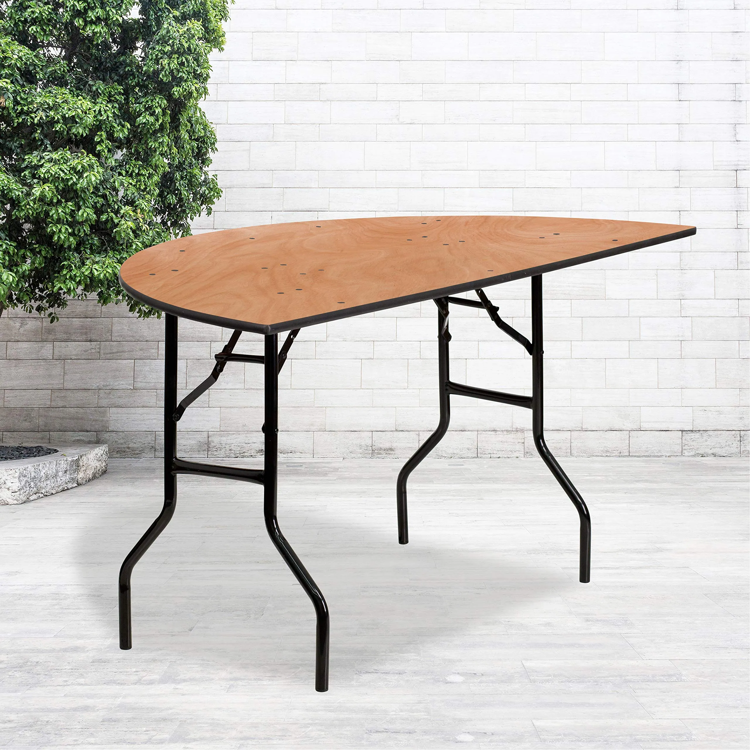 Emma + Oliver 5-Foot Half-Round Wood Folding Banquet Table