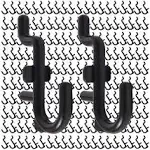 Jucoan 200 Pack Pegboard Hooks, J Shape Peg Hooks for 1/4" Pegboard, Black Plastic Peg Board Hooks Assortment, Pegboard Accessory for Garage Tool