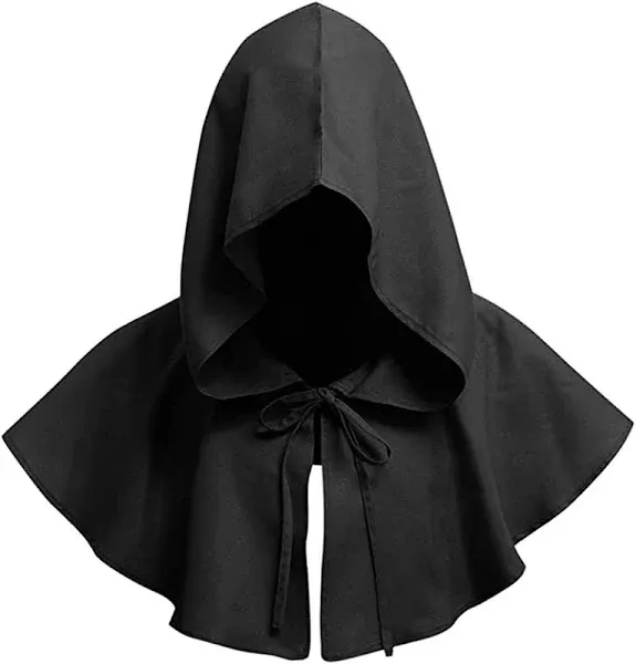 XIAXOGOOL Unisex Adult Medieval Cloak Cowl Hat Halloween Grim Cowl Cloak Medieval Wicca Pagan Hood Cape Cosplay Costumes