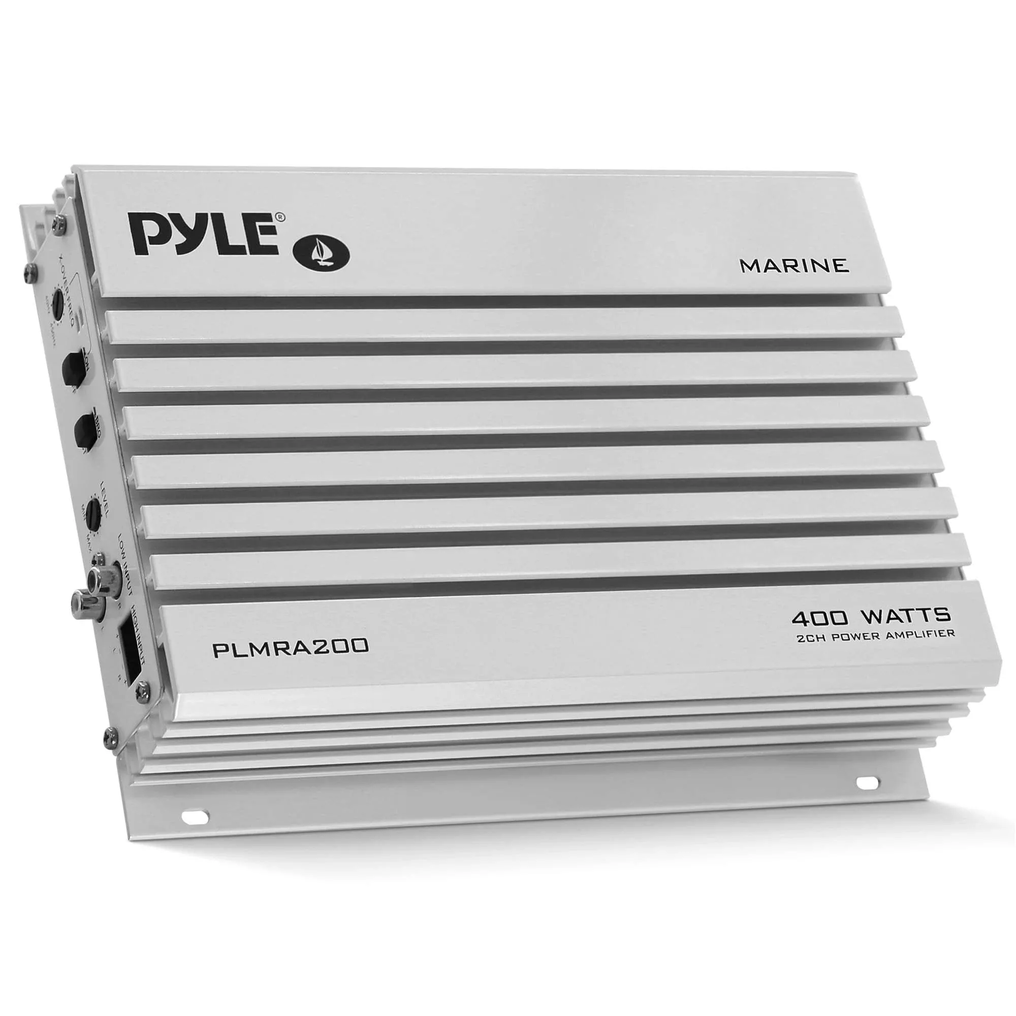 Pyle Hydra Marine Amplifier Upgraded Elite Series 400 Watt 2 Channel Bridgeable ...