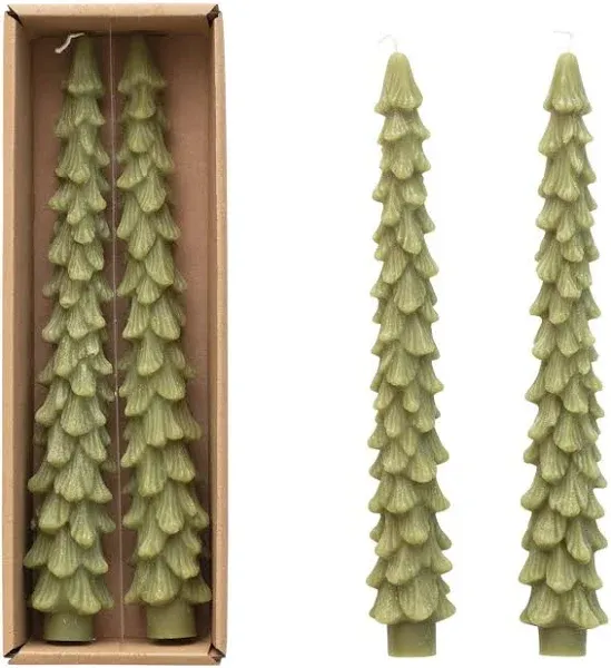 Set of 2 Tree Shaped Candles Tapers - Cedar Green