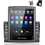 Android Double DIN GPS Navigation Car Stereo, 9.7'' Vertical Touch Screen 2.5D Tempered Glass Mirror Bluetooth Car Radio with Backup Camera