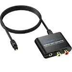 Digital to Analog Converter DAC Digital SPDIF Toslink to Analog Stereo Audio L/R Converter Adapter with Optical Cable for PS3 Xbox HD DVD PS4 Amps Apple TV with 2 RCA to 3.5MM Cable