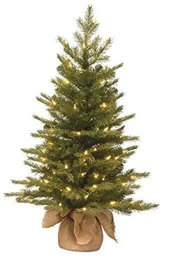 National Tree Company Pre-Lit &#039;Feel Real&#039; Artificial Mini Christmas Tree, Gre...