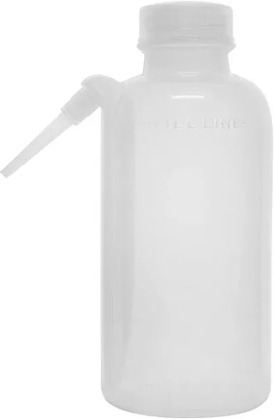 Eisco Labs Wash Bottle 500ml Polyethylene Translucent Unbreakable Screw Cap with Down Spout for Dispensing Liquid