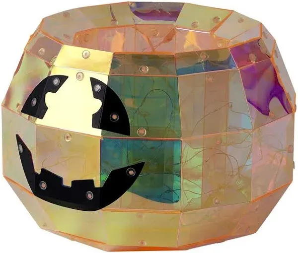 Prismatic Iridescent Pumpkin Candy Box 9", LED lights