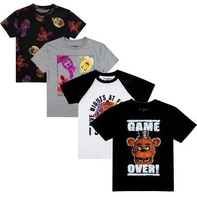 Five Nights At Freddy's Game Over Crew Neck Short Sleeve Graphic Tee 4-Pack