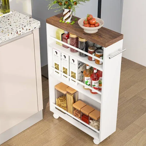 4-Tier Slim Rolling Narrow Kitchen Cart