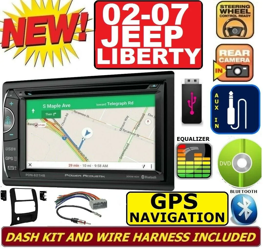 Power Acoustik Pdn-621hb 6.2" D.Din AM/FM/CD/DVD/USB/BT Navigation