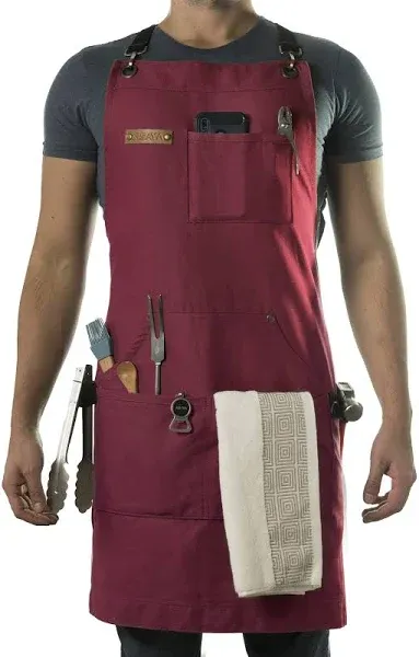 Asaya Chef Apron for Men and Women + Hand Towel and Bottle Opener - 10oz Canvas