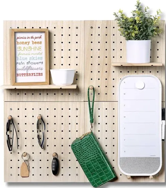 Pegboards for Wall Display - 4 Piece Wooden Organizer &amp; Holder for Craft Acce...