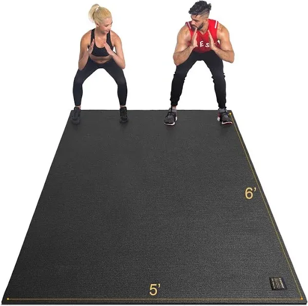 GXMMAT Large Exercise Mat 6'x4'/6'x5'/6'x6'(7mm), Thick Workout Mats for Home Gym Flooring, Extra Wide Non-Slip Durable Cardio Mat, Shoe Friendly, Perfect for Plyo, MMA, Jump Rope, Weights, Fitness