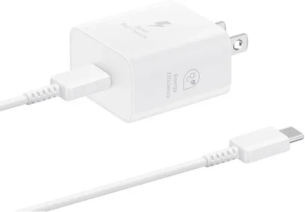 Samsung 25W PD Power Adapter with USB C Cable, White