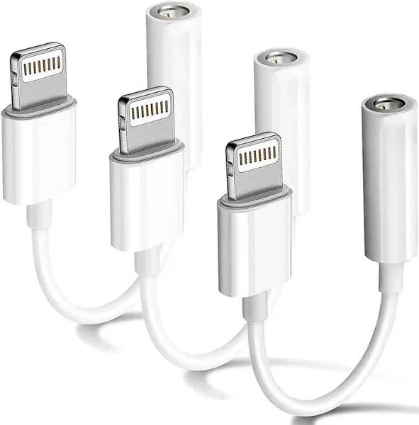 MFi Certified 3 Pack Headphone Adapter for Connects Lightning to 3.5mm Dongle...