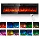 oneinmil Electric Fireplace, 60 inch Wide Recessed and Wall Mounted El